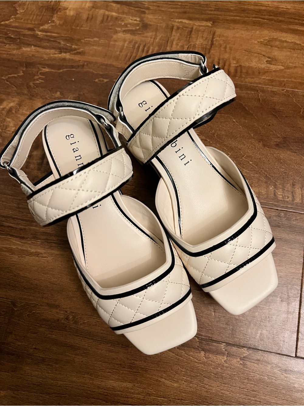 Gianni bini Cream Quilted heels with Black Trim
